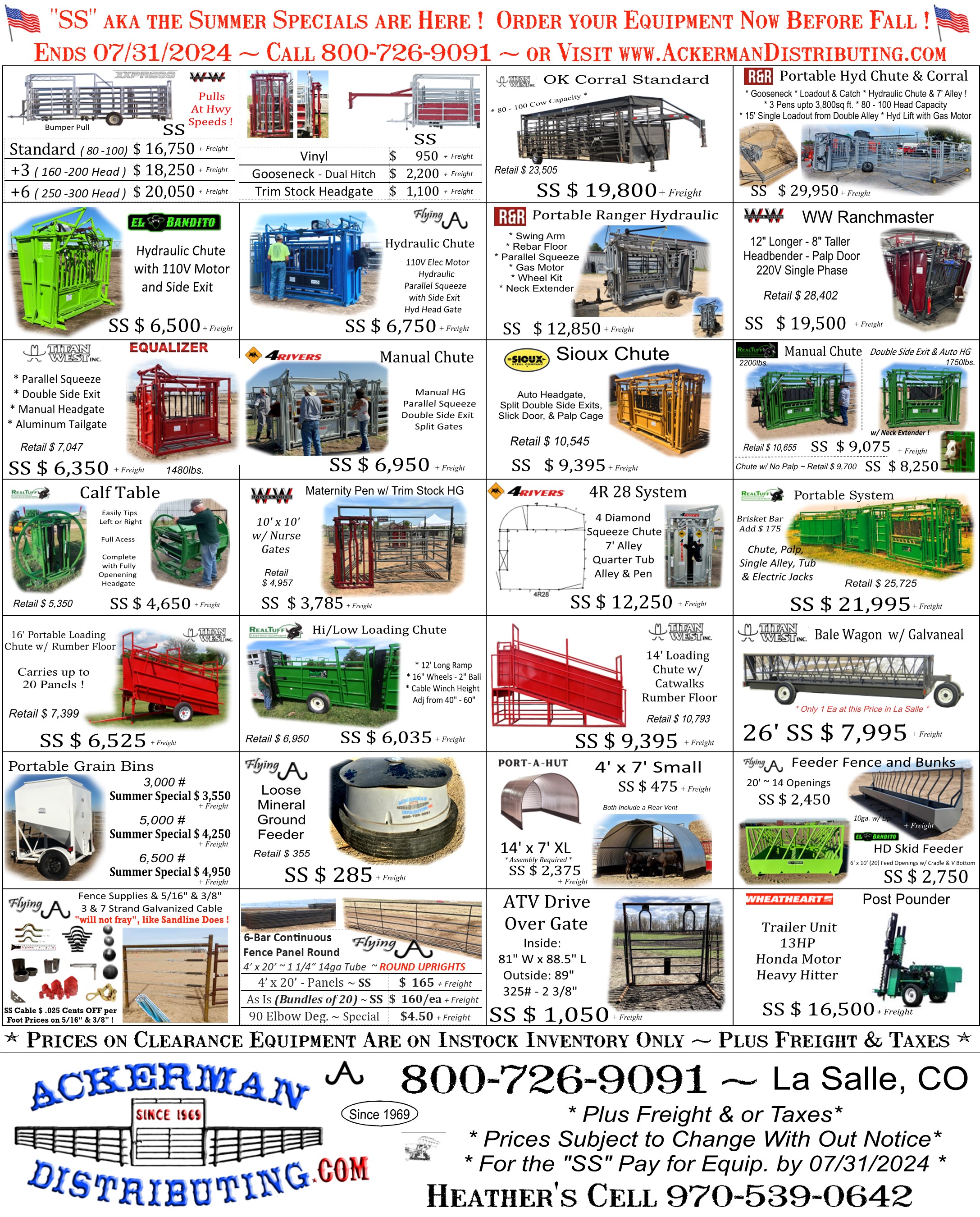 Happy 4th of July the "SS" Summer Specials are Here !  Order Equipment For Fall !